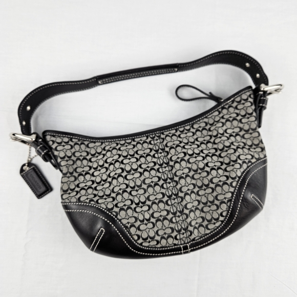 Coach hobo black gray purse with dust bag - Picture 3 of 15